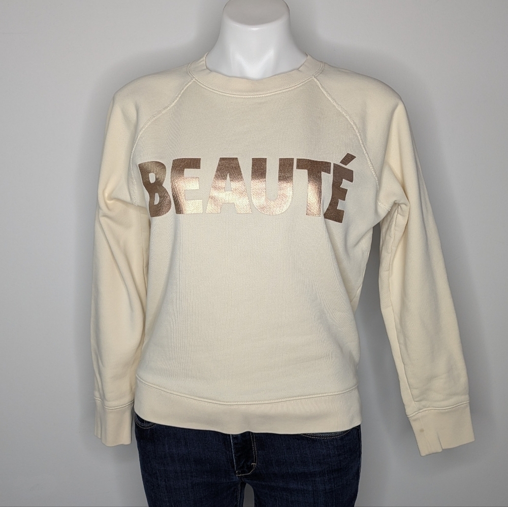 J Crew Cream Rose Gold Beaute Sweatshirt S